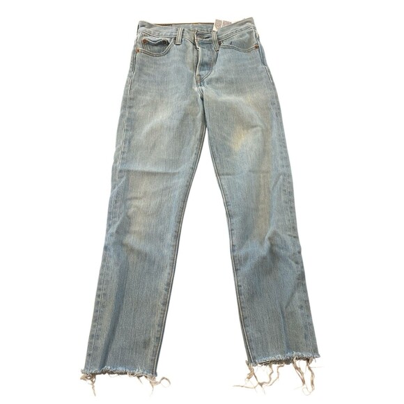 Levis 70s High Slim Straight Jeans Women Size 24 Raw Hem - Picture 2 of 16